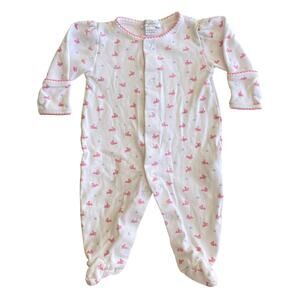 Kissy Kissy Baby Girls Pink Whale Print Footie Sleeper Pima Cotton 0-3 months